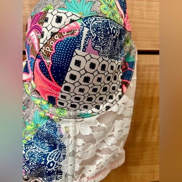 Multi-colored neon w/ white lace Demi-bust bra from Victorias Secret 💕 - Picture 3 of 8